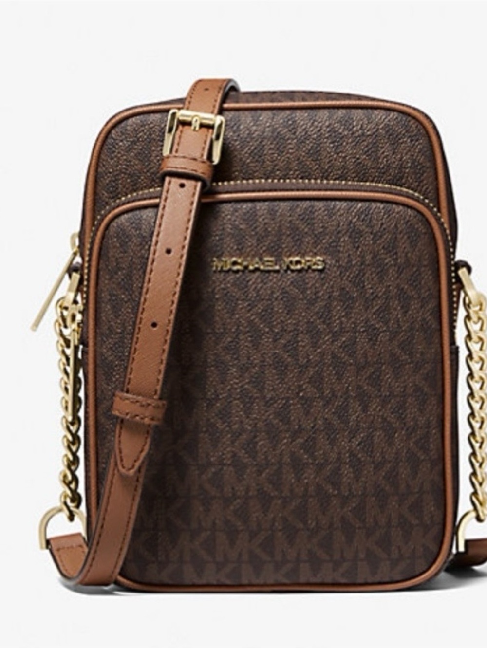 Michael Kors Brown Signature MK Monogram Crossbody with Gold Hardware NWT